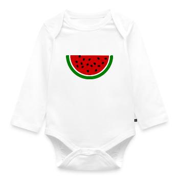 Watermelon melon - Organic Longsleeve Baby Bodysuit - white - Front