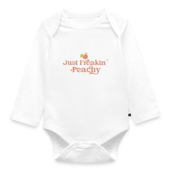 juste pêche - peach fruit dicton - Body Bébé bio manches longues - blanc - Devant