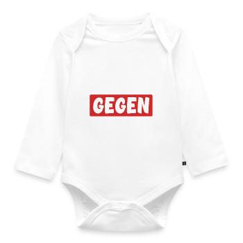 Demokraten Gegen Rechts - Rechts Nein Danke - Baby Bio-Langarm-Body - Weiß - Vorne