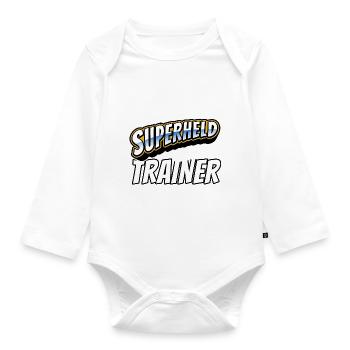 Superheld, clever getarnt als Trainer - Baby Bio-Langarm-Body - Weiß - Vorne