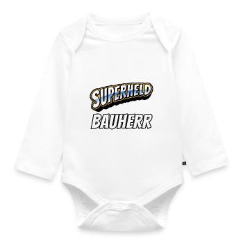 Superheld, clever getarnt als Bauherr - Baby Bio-Langarm-Body - Weiß - Vorne