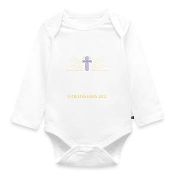 L’a laissé dans l’eau baptême religieux chrétien - Body Bébé bio manches longues - blanc - Devant