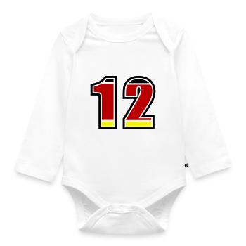 Maillot Allemagne numéro 12 - Body Bébé bio manches longues - blanc - Devant