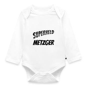 Superheld, clever getarnt als Metzger - Baby Bio-Langarm-Body - Weiß - Vorne