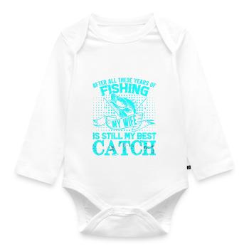 fisch, fisch, angeln, see, meer, angeln, fauna, exotisch - Baby Bio-Langarm-Body - Weiß - Vorne