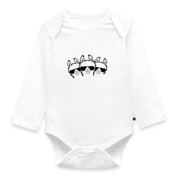 Funny Llama Squad Sunglasses Alpaca Cool Family - Organic Longsleeve Baby Bodysuit - white - Front