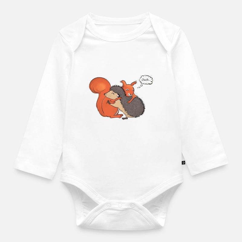 Eichhörnchen und Heckenumarmung - Baby Bio-Langarm-Body - Weiß