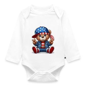 Ourson Cool - Body Bébé bio manches longues - blanc - Devant