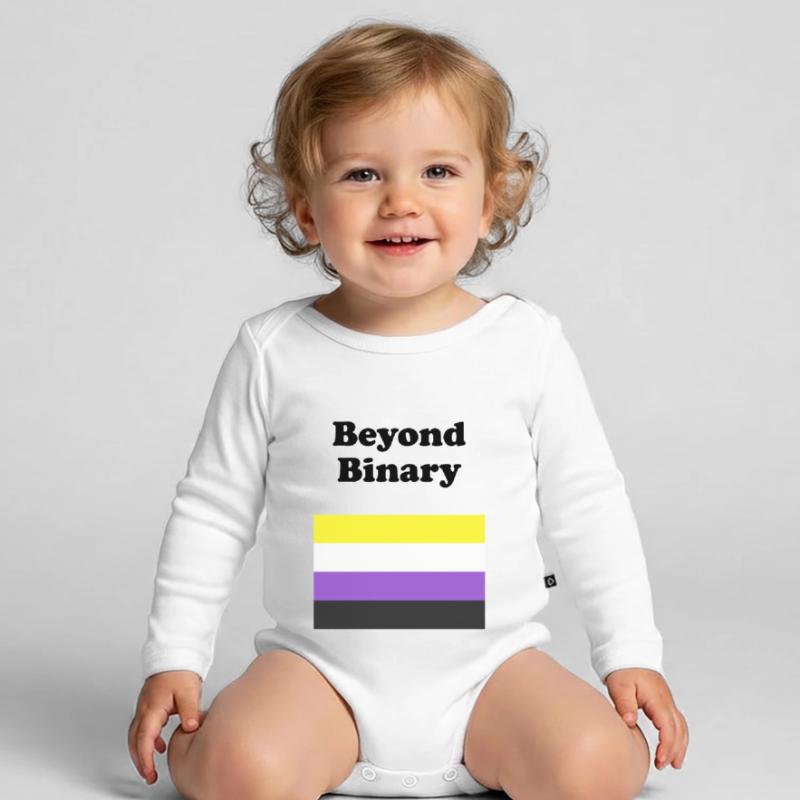 Non Binary Flag Beyond Binary Organic Longsleeve Baby Bodysuit