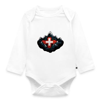 Schweizer Berge - Baby Bio-Langarm-Body - Weiß - Vorne