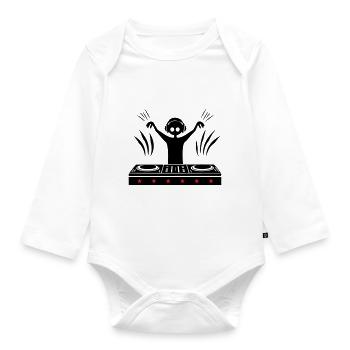 DJ Turntables Disc Jockey - Baby Bio-Langarm-Body - Weiß - Vorne