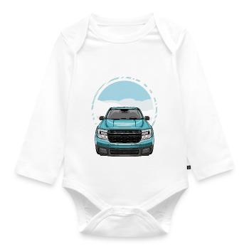Pickup front view - Organic Longsleeve Baby Bodysuit - white - Front