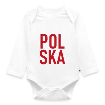 Polska Lettering - Polen - Poland - Baby Bio-Langarm-Body - Weiß - Vorne