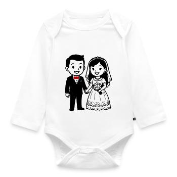 Hochzeit Paar Ehepaar - Baby Bio-Langarm-Body - Weiß - Vorne