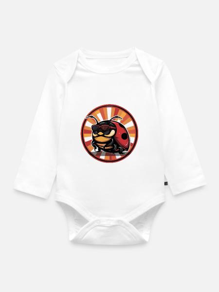 Marienkäfer Comic - Baby Bio-Langarm-Body - Weiß