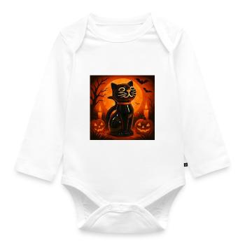 Grusel Katze Halloween Geschenk - Baby Bio-Langarm-Body - Weiß - Vorne