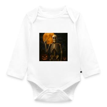 Grusel Skelett Halloween Geschenk - Baby Bio-Langarm-Body - Weiß - Vorne