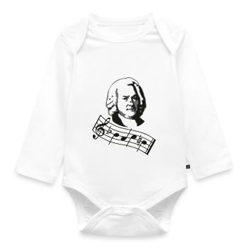 bach noten 2col - Baby Bio-Langarm-Body - Weiß - Vorne