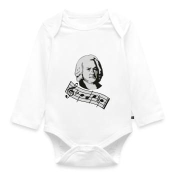 bach noten 3col vers2 - Baby Bio-Langarm-Body - Weiß - Vorne