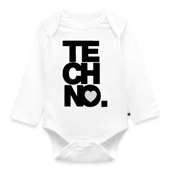 I love TECHNO - Baby Bio-Langarm-Body - Weiß - Vorne