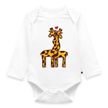 giraffe in love - Organic Longsleeve Baby Bodysuit - white - Front