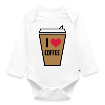 I love coffee 3 - Organic Longsleeve Baby Bodysuit - white - Front
