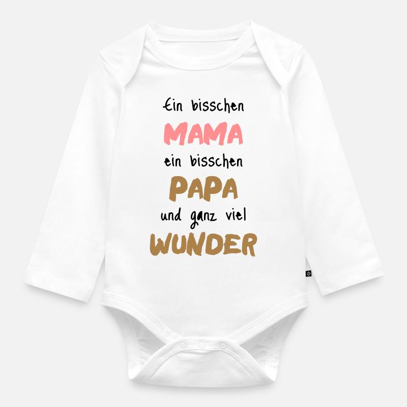 Mama + Papa = Wunder (Geschenkidee) - Baby Bio-Langarm-Body - Weiß