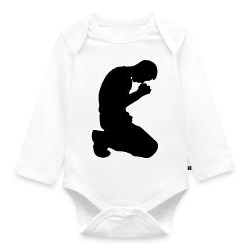 Prayer Silhouette - Organic Longsleeve Baby Bodysuit - white - Front