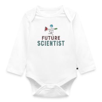 Future Scientist / Zukünftiger Wissenschaftler - Baby Bio-Langarm-Body - Weiß - Vorne