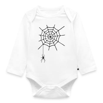 Cobweb with spider - Organic Longsleeve Baby Bodysuit - white - Front