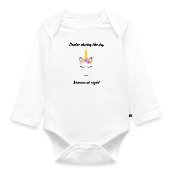 Arzt Doctor Unicorn - Baby Bio-Langarm-Body - Weiß - Vorne