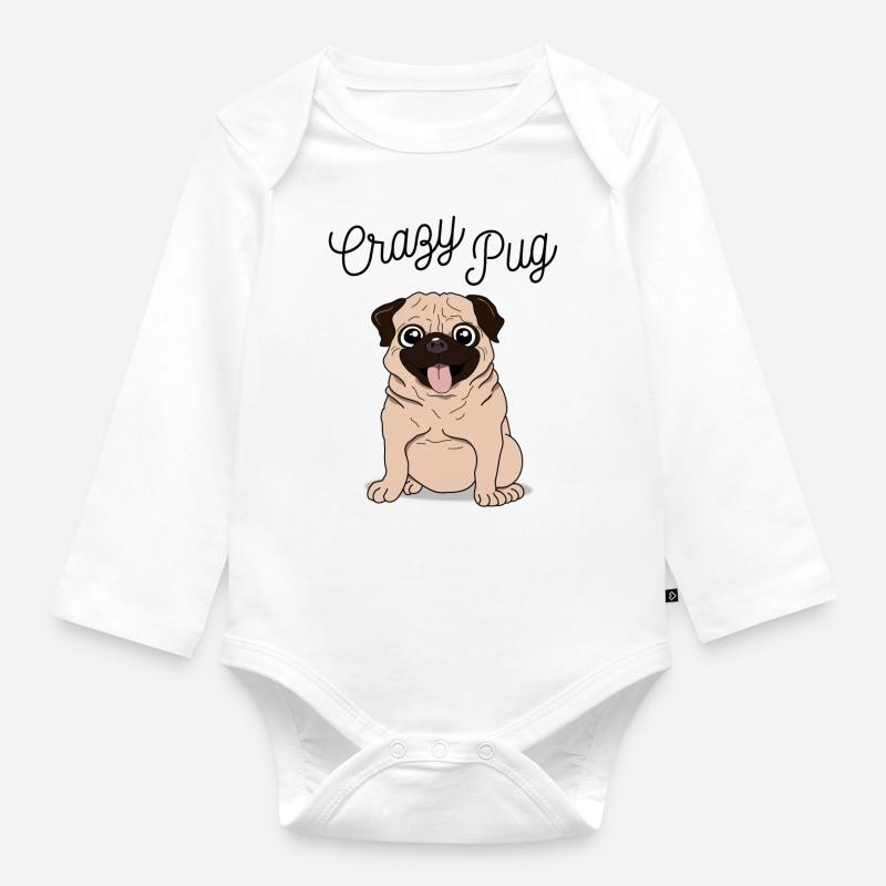 Mops - Baby Bio-Langarm-Body - Weiß
