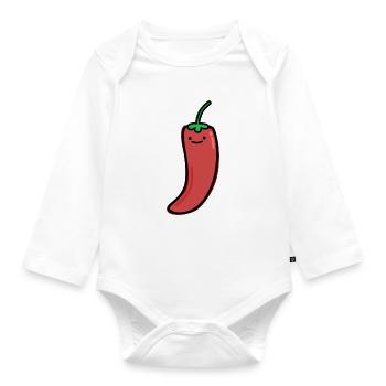Chili-Pfeffer - Baby Bio-Langarm-Body - Weiß - Vorne