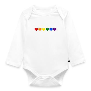 Regenbogen, LGBT, Rainbow, Gay Pride, Love Wins - Baby Bio-Langarm-Body - Weiß - Vorne