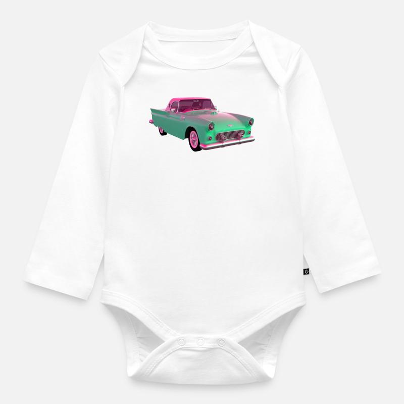Altes Auto / Oldtimer - Baby Bio-Langarm-Body - Weiß