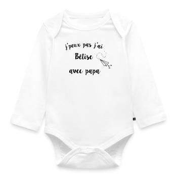 j'peux pas j ai bêtise avec papa - Body Bébé bio manches longues - blanc - Devant