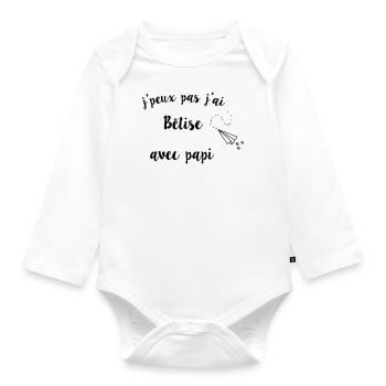 j'peux pas j'ai bêtise avec papi - Body Bébé bio manches longues - blanc - Devant