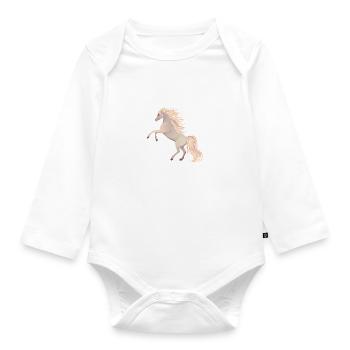 Juste une fille qui aime les chevaux Design équestre - Body Bébé bio manches longues - blanc - Devant
