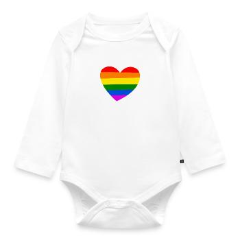 Rainbow, LGBT, amour, coeur, JGA, gay - Body Bébé bio manches longues - blanc - Devant