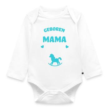 Mama Geboren Um Zu Reiten Baby Strampler Pferd - Baby Bio-Langarm-Body - Weiß - Vorne