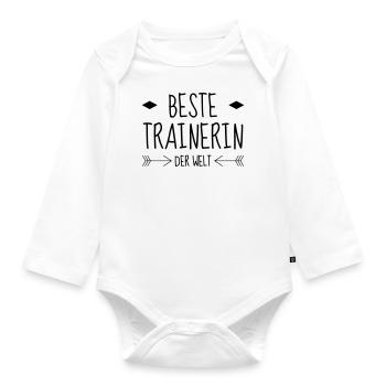 Coach / Coaching / Trainer / Sport - Baby Bio-Langarm-Body - Weiß - Vorne
