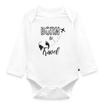Né pour voyager voyage - Body Bébé bio manches longues - blanc - Devant