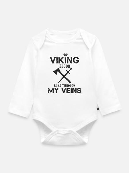 Wikinger - Baby Bio-Langarm-Body - Weiß