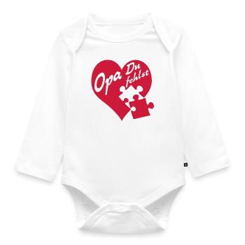 Opa du fehlst | Opa Du fehlst mir - Baby Bio-Langarm-Body - Weiß - Vorne