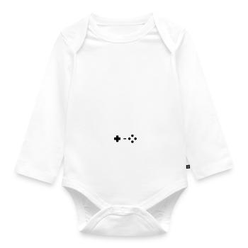 Daddy's little gamer baby announcement gamble gaming - Organic Longsleeve Baby Bodysuit - white - Front