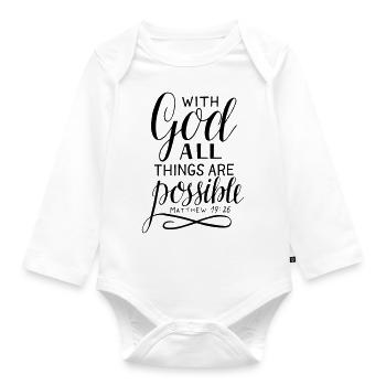 With God - Organic Longsleeve Baby Bodysuit - white - Front