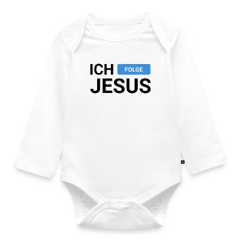 Ich Folge Jesus - Baby Bio-Langarm-Body - Weiß - Vorne