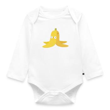 Süße und albern aussehende Bananenhaut - Baby Bio-Langarm-Body - Weiß - Vorne