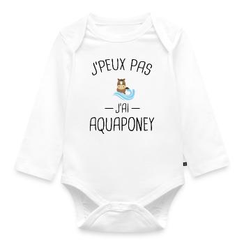 j'peux pas j'ai aqua poney - humour cadeau - Body Bébé bio manches longues - blanc - Devant