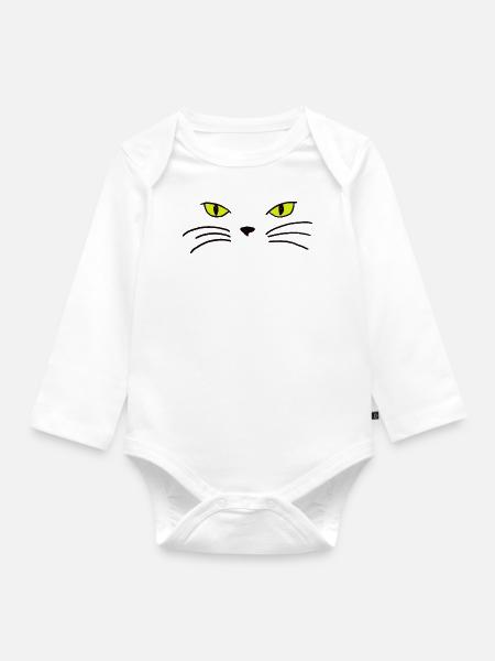Katze - Baby Bio-Langarm-Body - Weiß